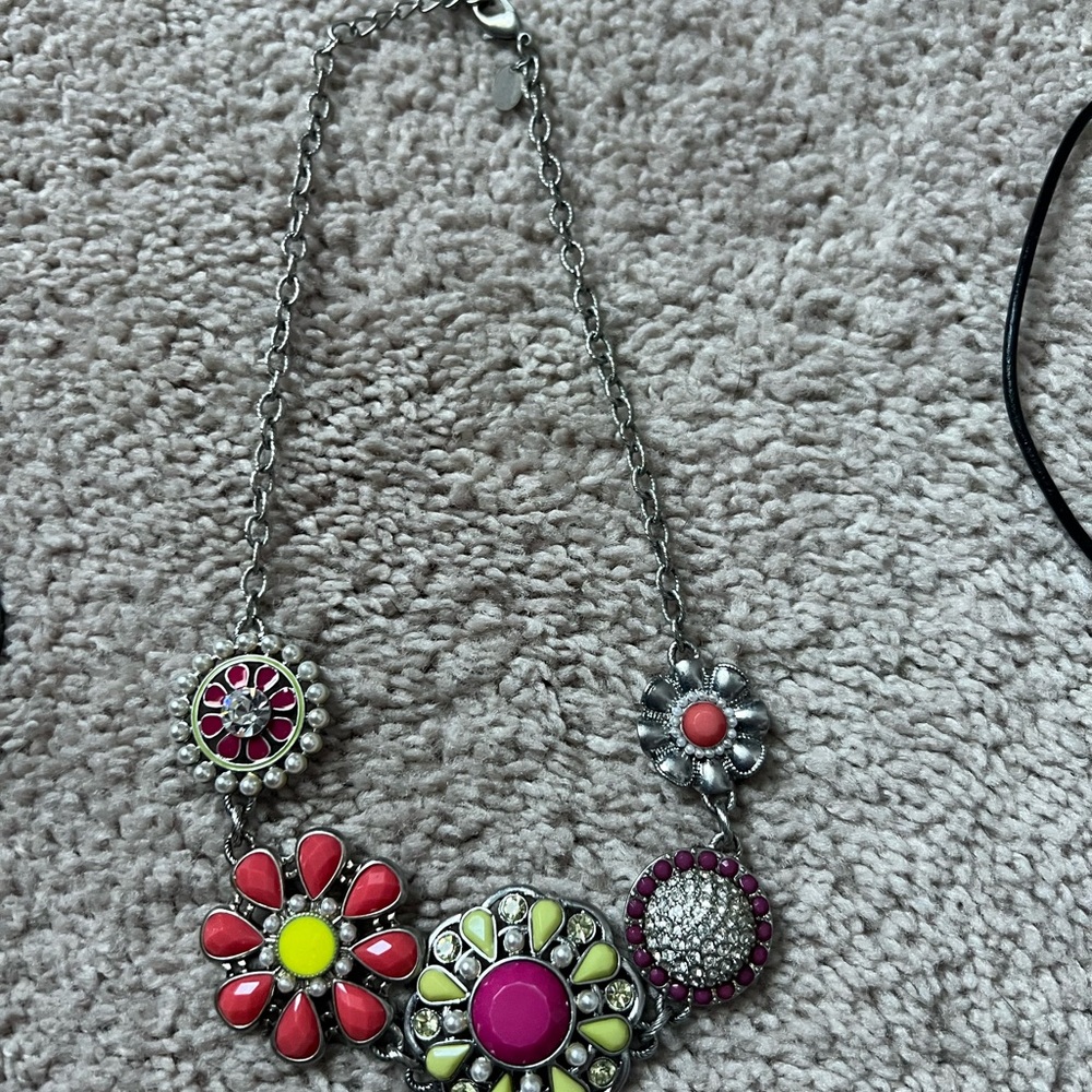 Lia Sophia Pink and Yellow Floral Necklace
